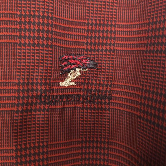 Divots Cypress Lakes Pullover Mens Size L Golf Windbreaker Red Black Check - Picture 5 of 7